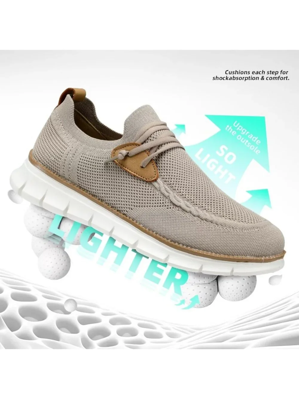 Men's Khaki White Loafers Slip On Walking Dress Casual Business Oxfords Sneakers